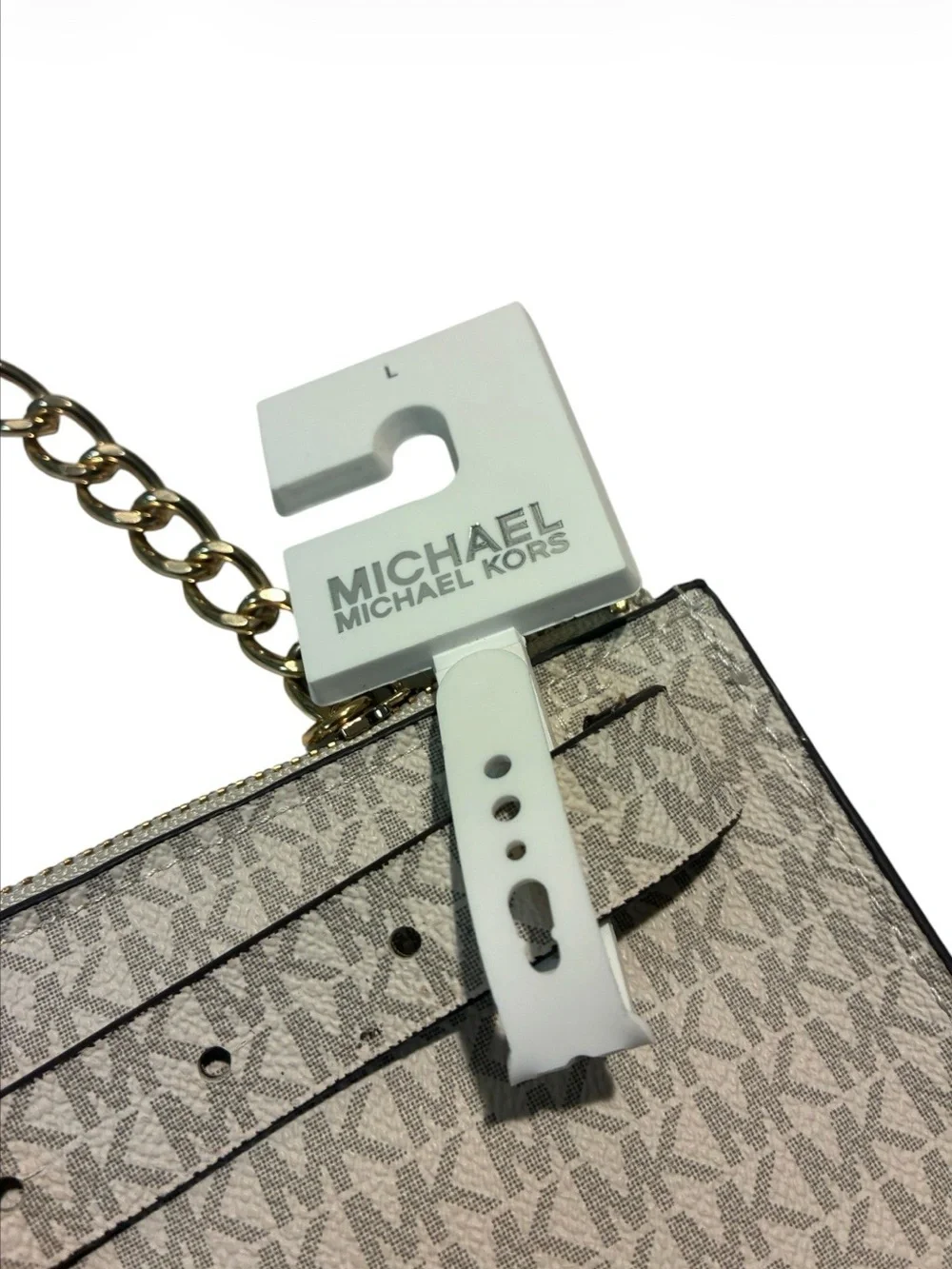 Michael Kors Beige Logo Chain Crossbody Bag